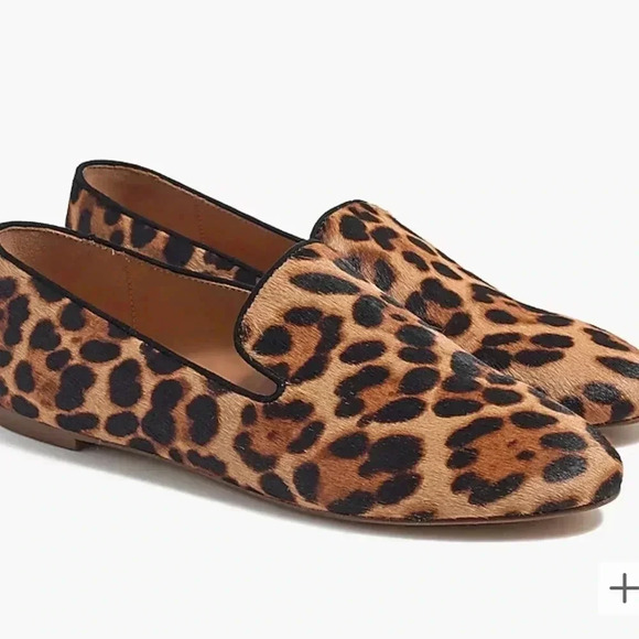 J. Crew Leopard Print Calf Hair Smoking Loafers Size 6.5 Item AA525 - Picture 1 of 10
